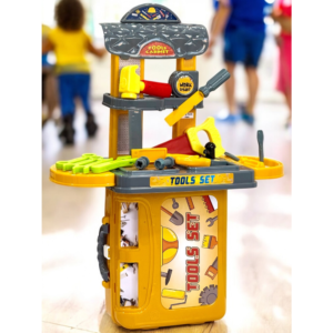 TechHark Kids 3-in-1 Tool Workbench Play Set – Portable Construction Toy with Carry Case
